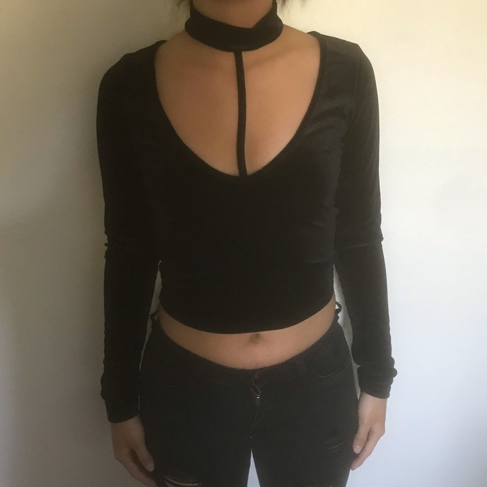 Black velvet long sleeve